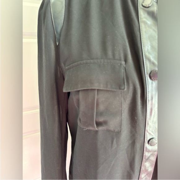 Genuine Lambskin leather detailing on this sheer military style blouse - Picture 5 of 5